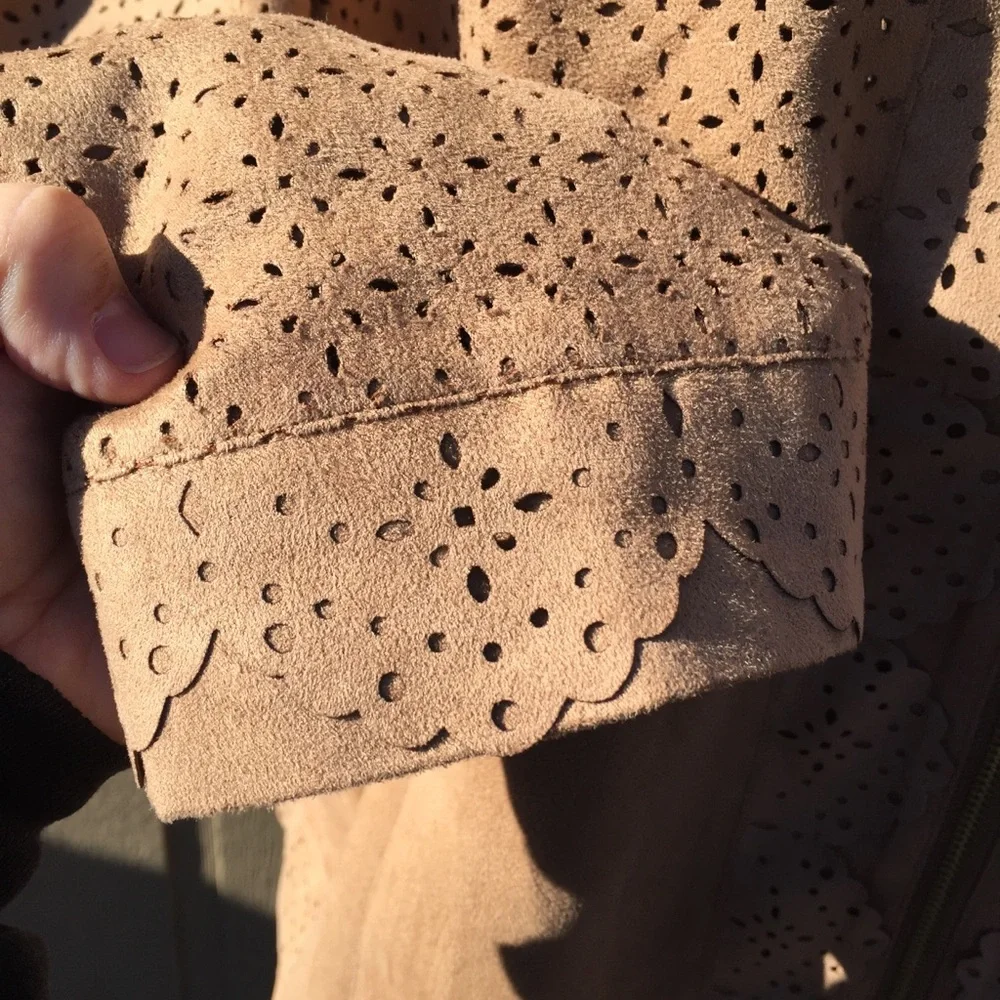 Chico’s Faux Suede Laser Cut Zip Jacket - Picture 4 of 10